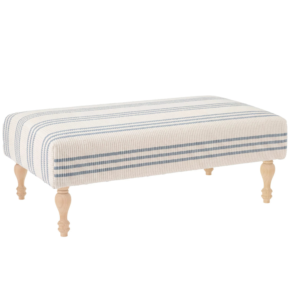 Swedish Stripe Rug Ottoman | Blue