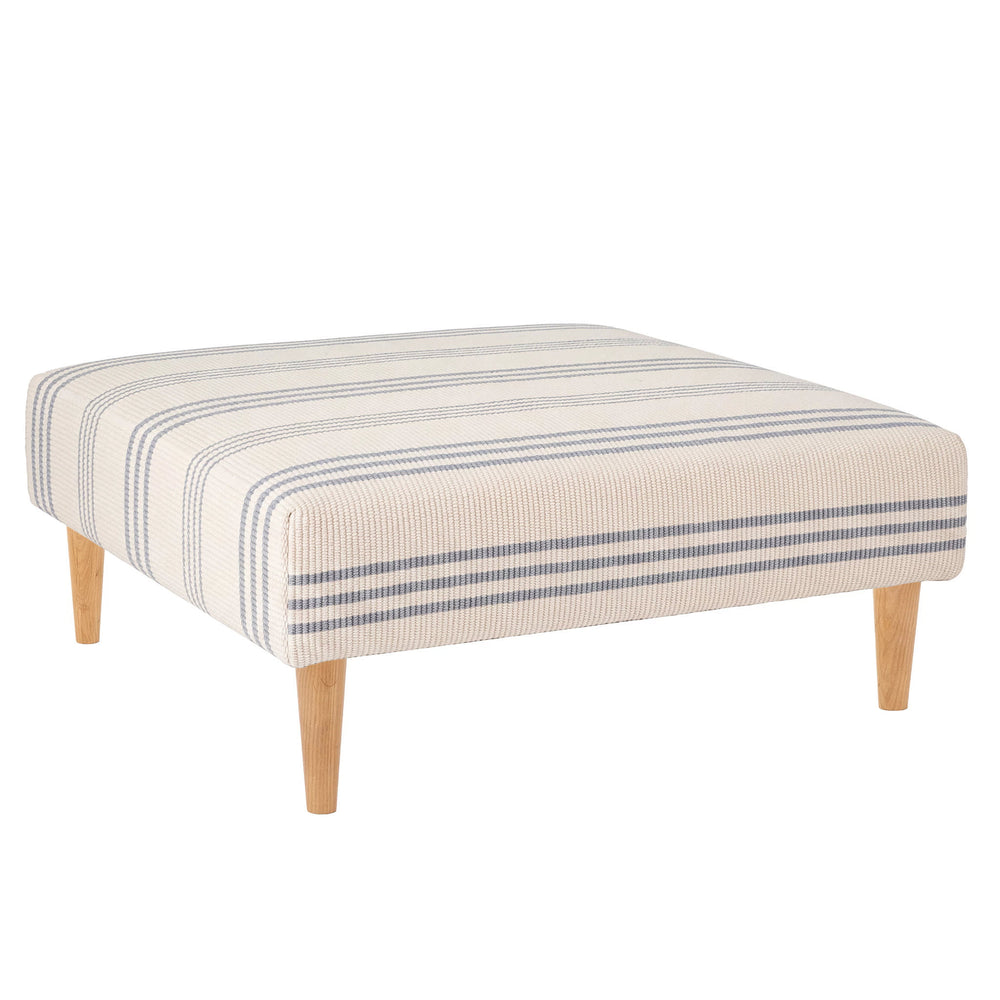 Swedish Stripe Rug Ottoman | Blue