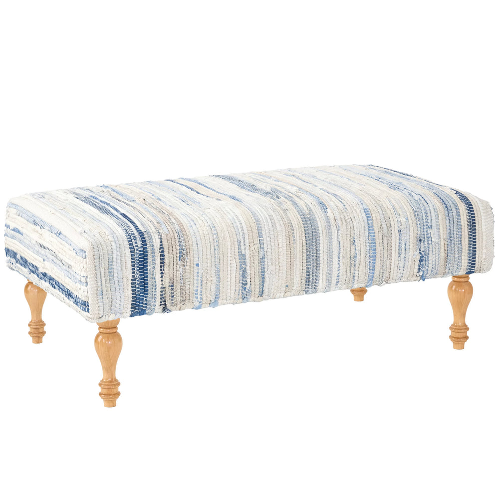 Denim Rag Rug Ottoman | Blue