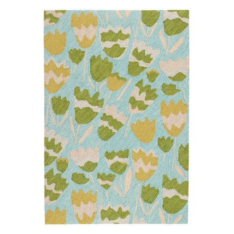 Zelie Hand Micro Hooked Wool Rug | Aqua