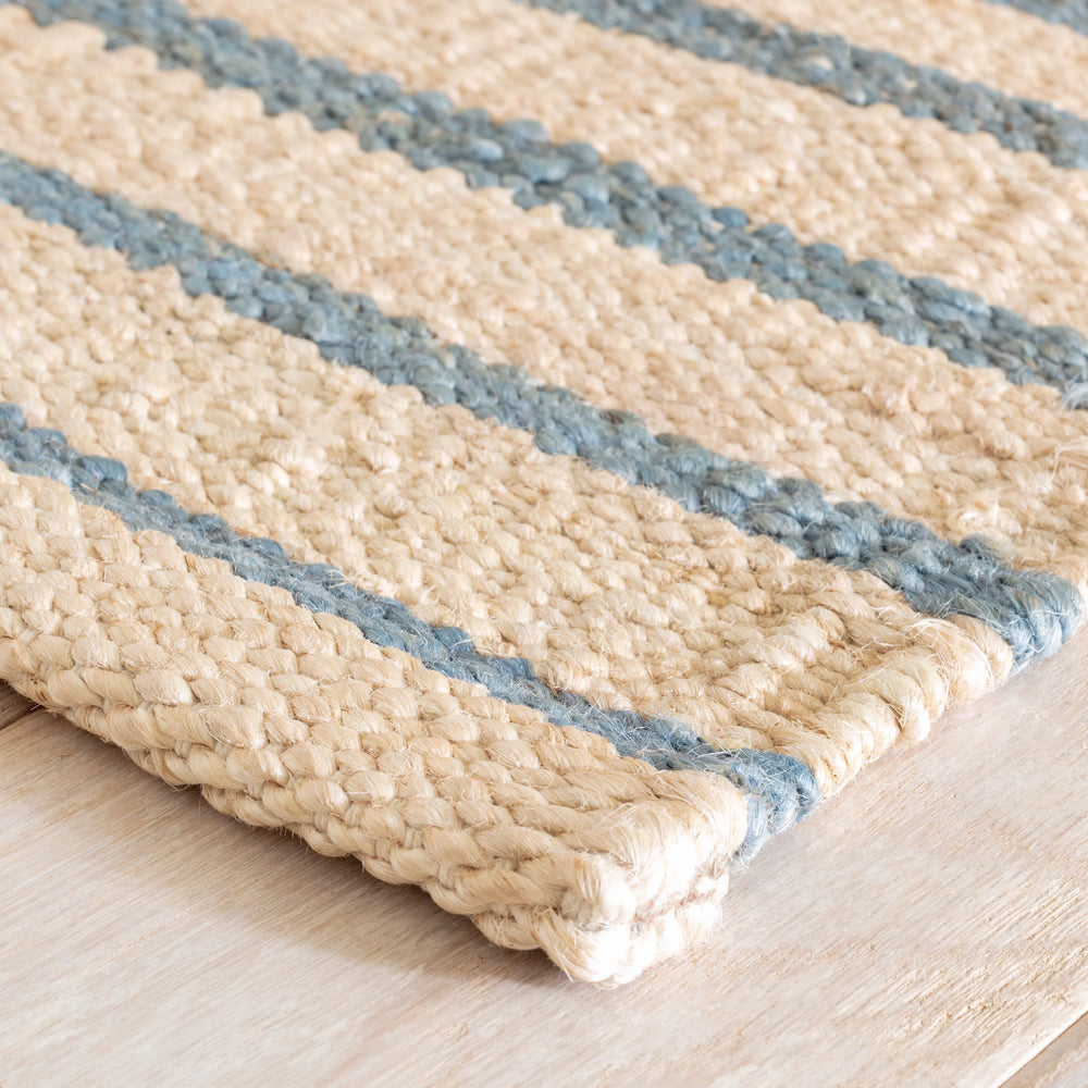 Moana Stripe Handwoven Jute Rug | Blue
