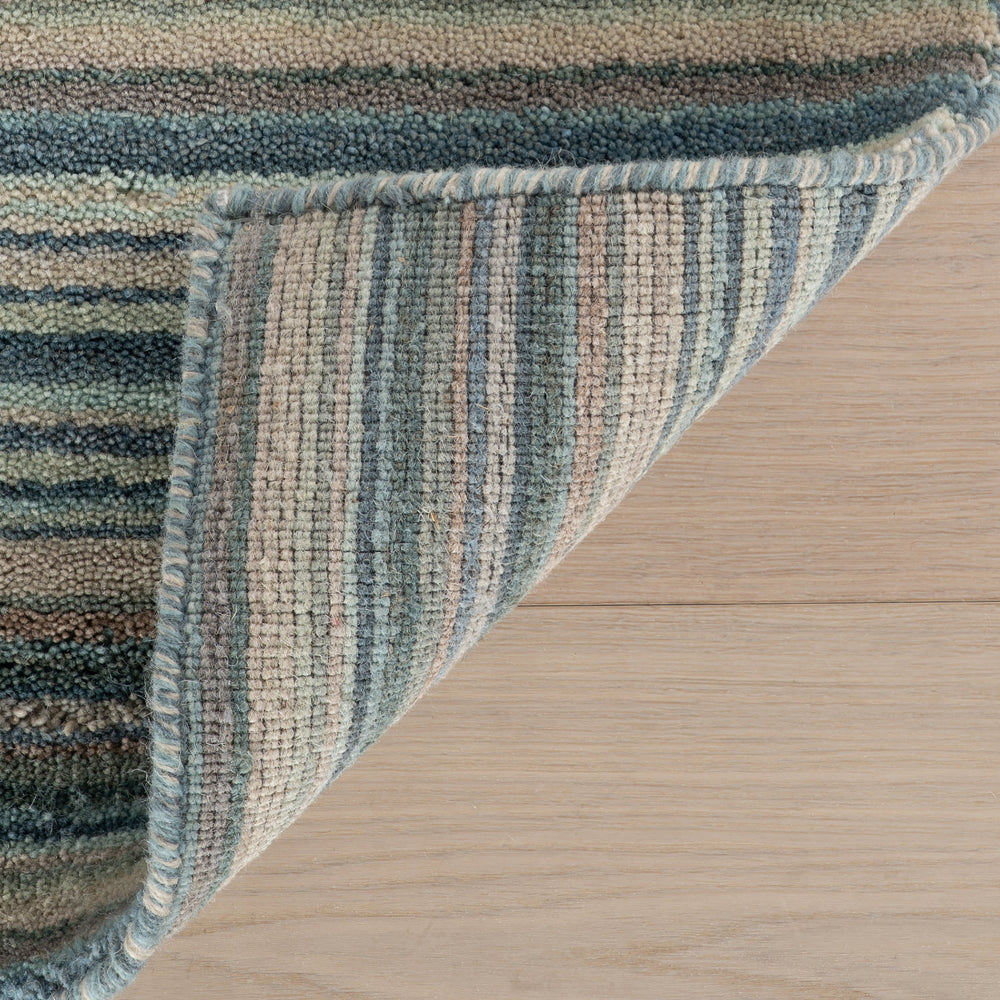 Brindle Stripe Hand Loom Knotted Wool Rug | Blue