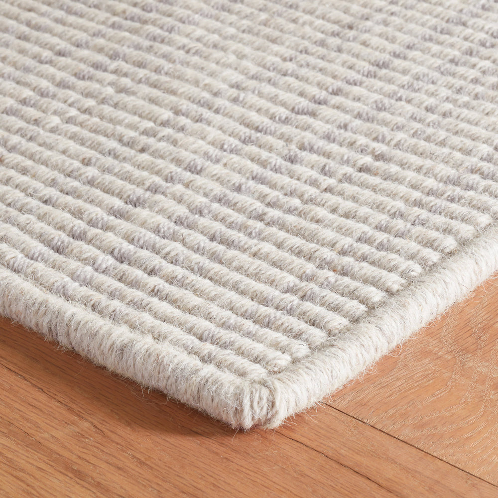 Warren Ticking Woven Wool Custom Rug | Silver