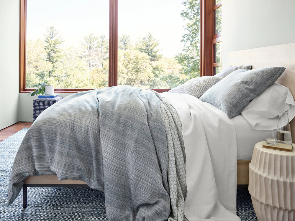 Sterling Stripe Linen Duvet Cover | Blue