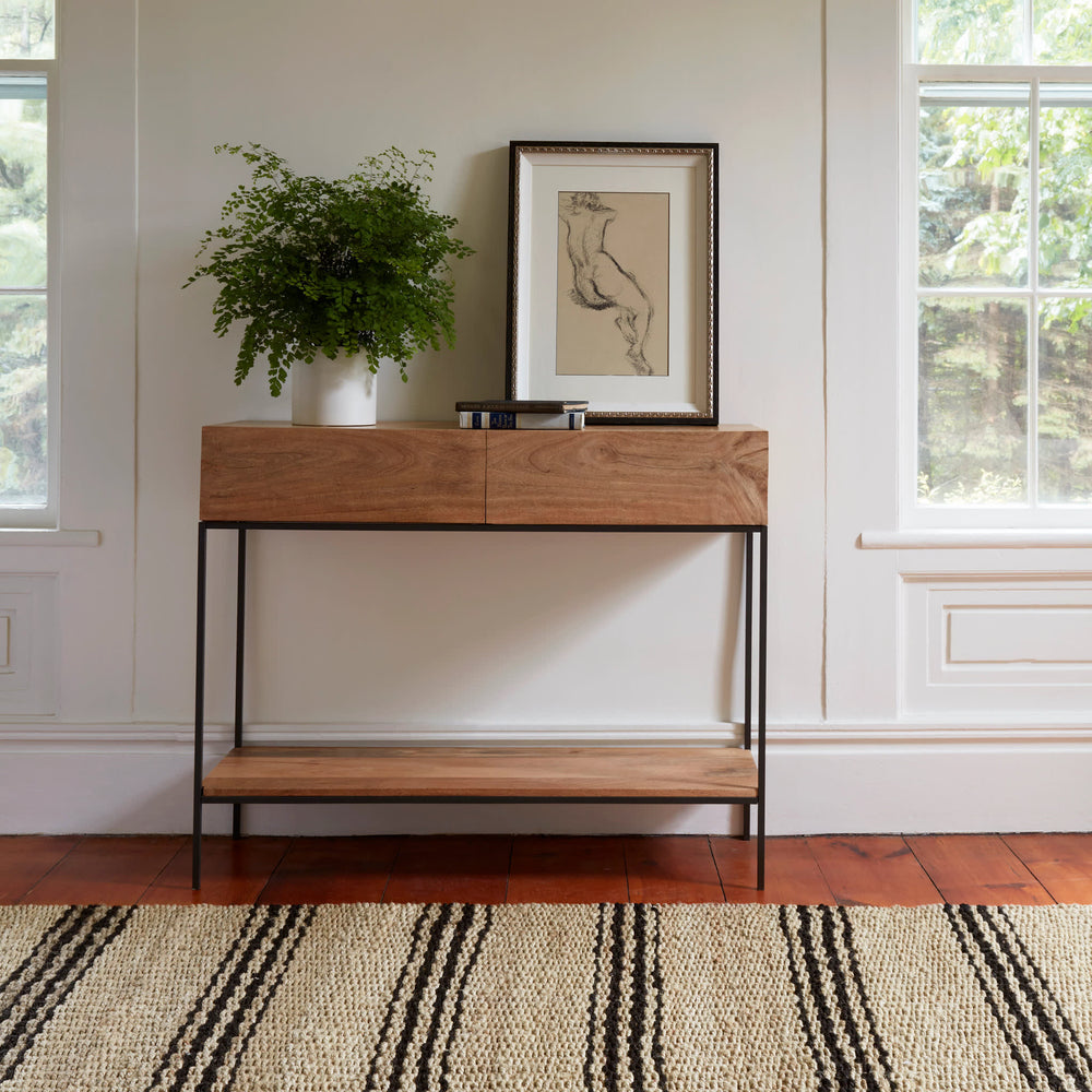Jute Ticking Handwoven Rug | Black