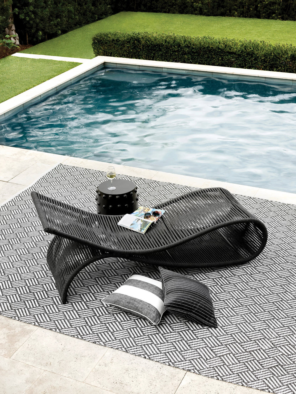 Awning Stripe Indoor/Outdoor Decorative Pillow Cover | Black