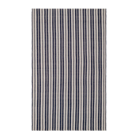 Ticking Stripe Handwoven Indoor/Outdoor Rug | Navy/Ivory