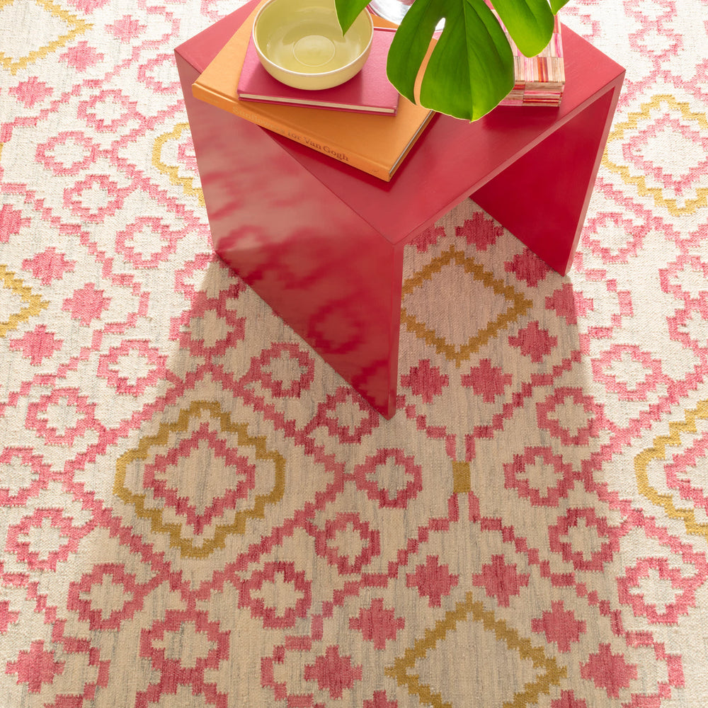 Jelly Roll Handwoven Wool Rug | Fuchsia