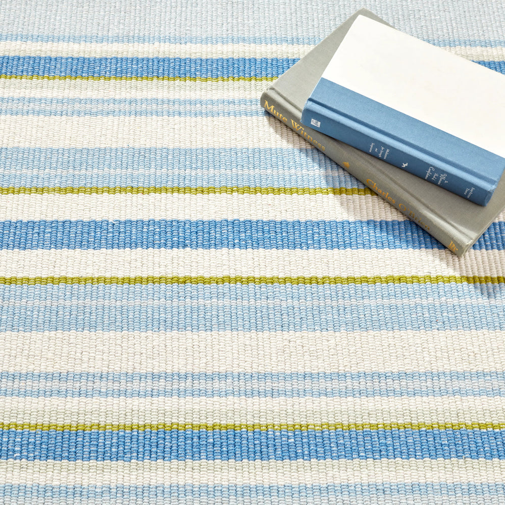 Daphne Stripe Handwoven Cotton Rug | French Blue