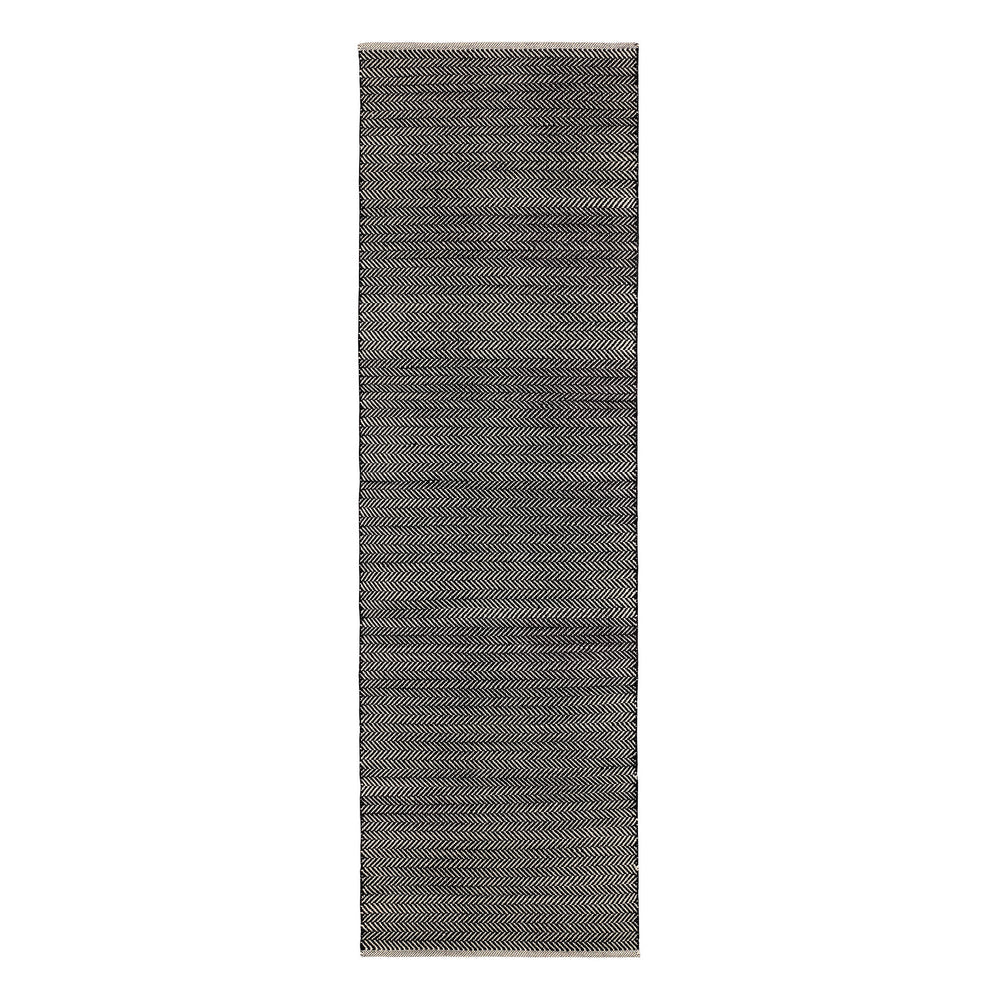 Herringbone Handwoven Indoor/Outdoor Rug | Black/Ivory