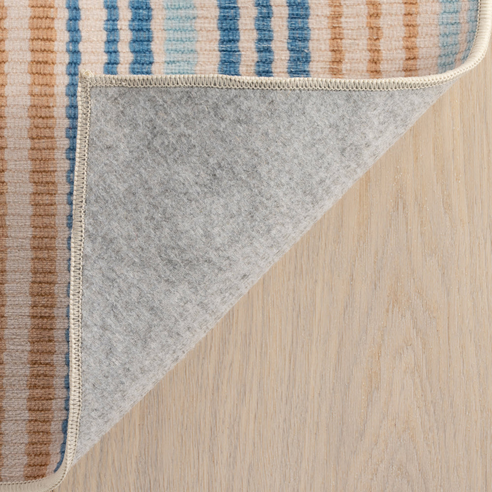 Stockholm Striped Machine Washable Rug | Blue