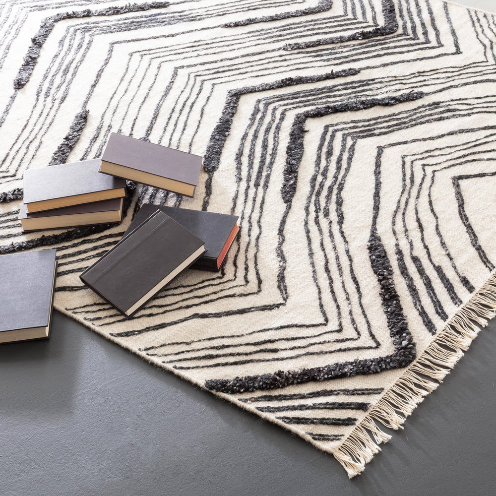Tasha Handwoven Wool Rug | Ivory/Black