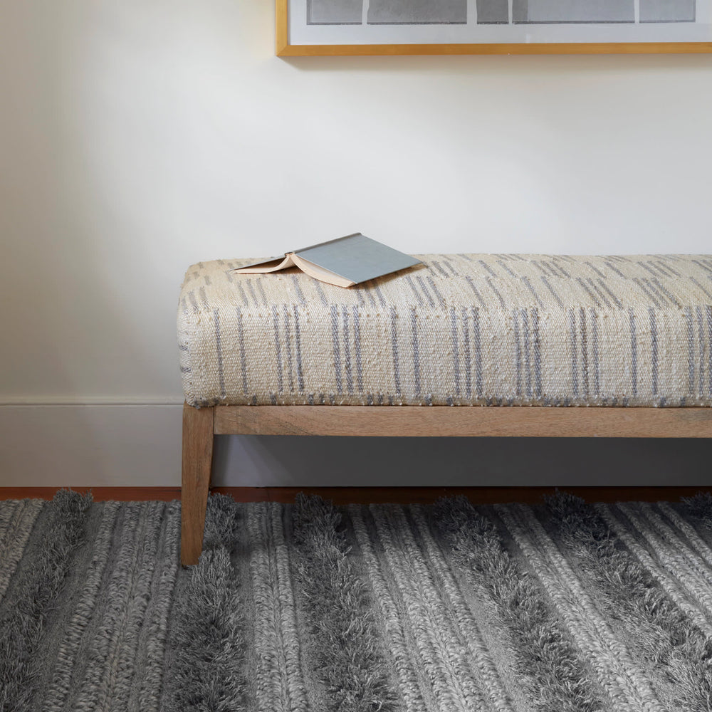 Zhara Stripe Handwoven Performance Rug | Grey