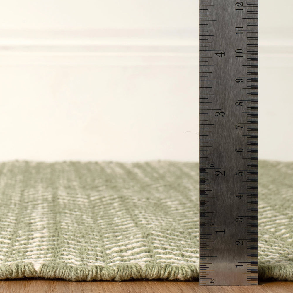 Herringbone Handwoven Cotton Rug | Sage
