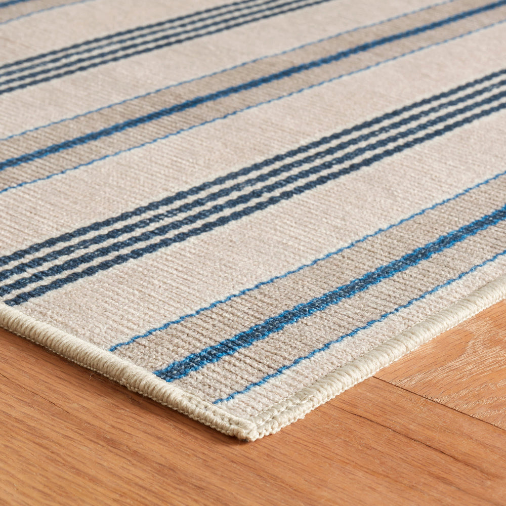 Nimes Ticking Machine Washable Rug | Neutral