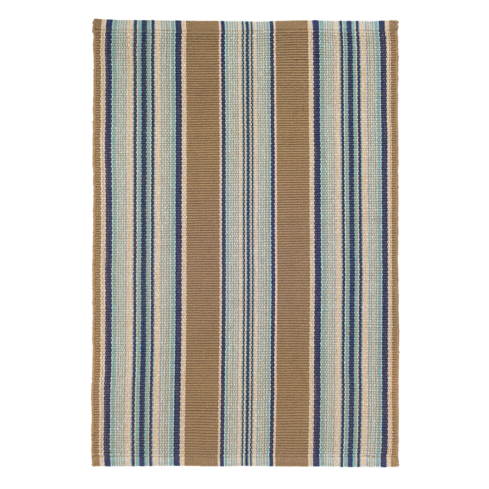 Heron Stripe Handwoven Cotton Rug | Blue