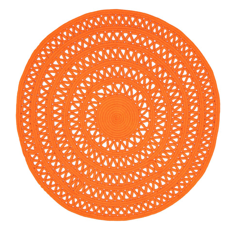 Bowline Handwoven Indoor/Outdoor Round Rug | Tangerine