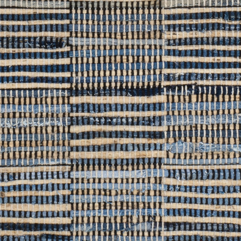 Denim Rag Gridwork Handwoven Cotton Rug Swatch | Blue