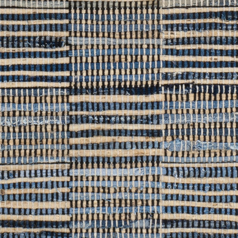 Denim Rag Gridwork Handwoven Cotton Rug Swatch | Blue