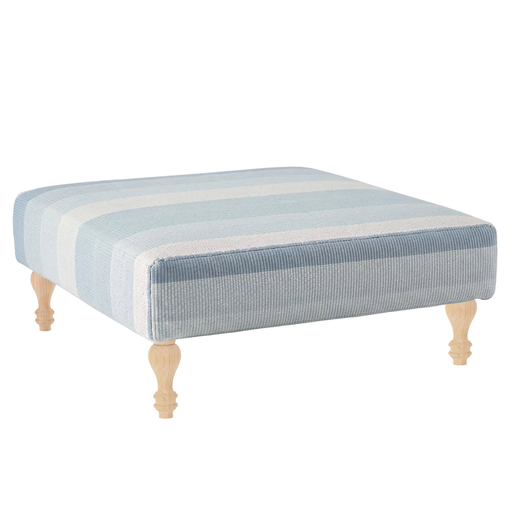 Shore Stripe Rug Ottoman | Sky