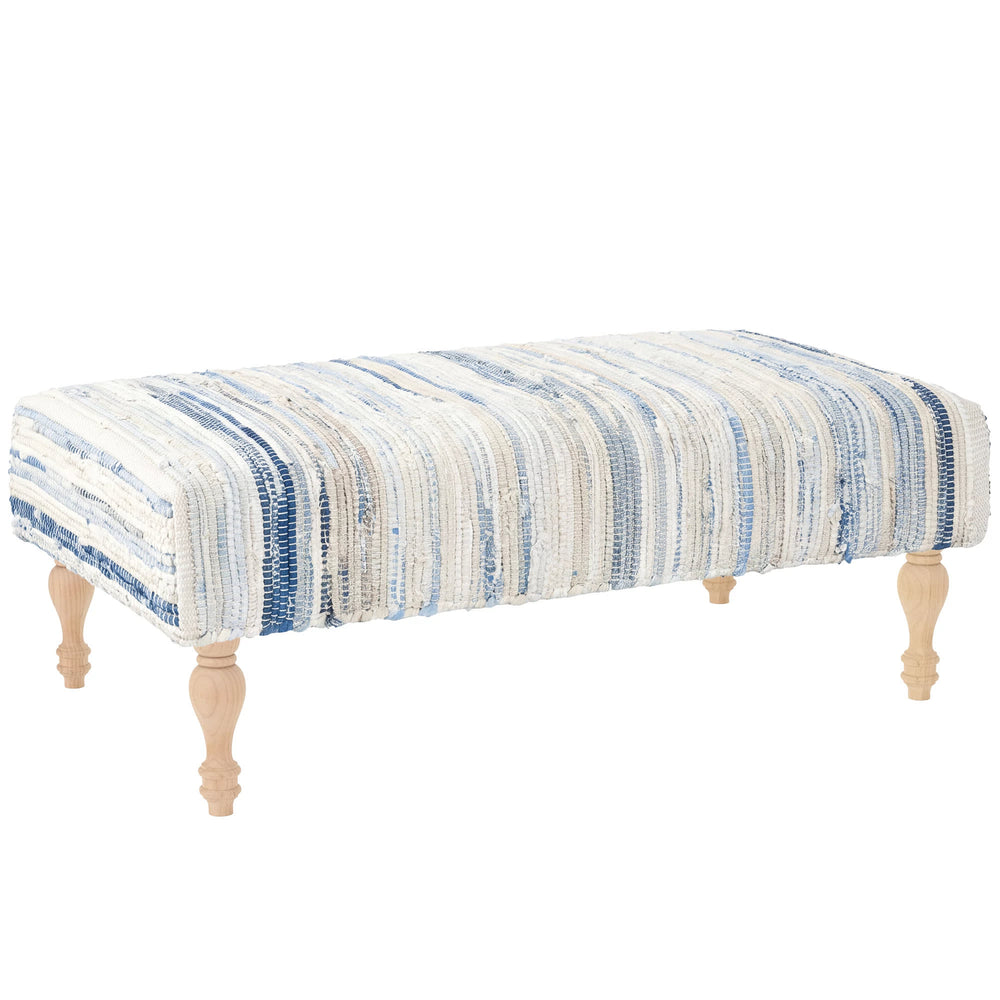 Denim Rag Rug Ottoman | Blue