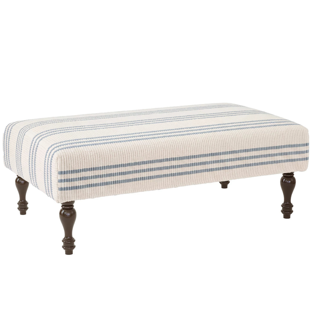 Swedish Stripe Rug Ottoman | Blue