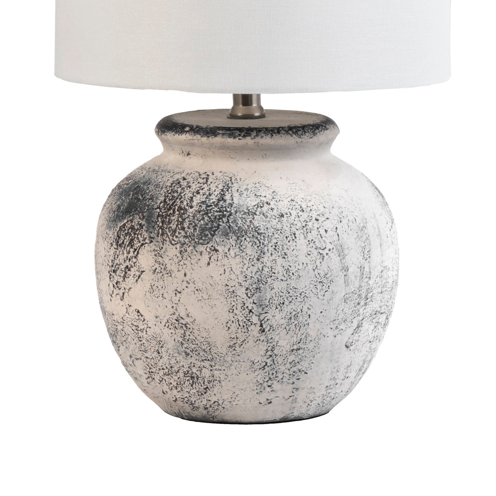 22-inch Textured Ceramic Timeworn Urn Table Lamp | Grey