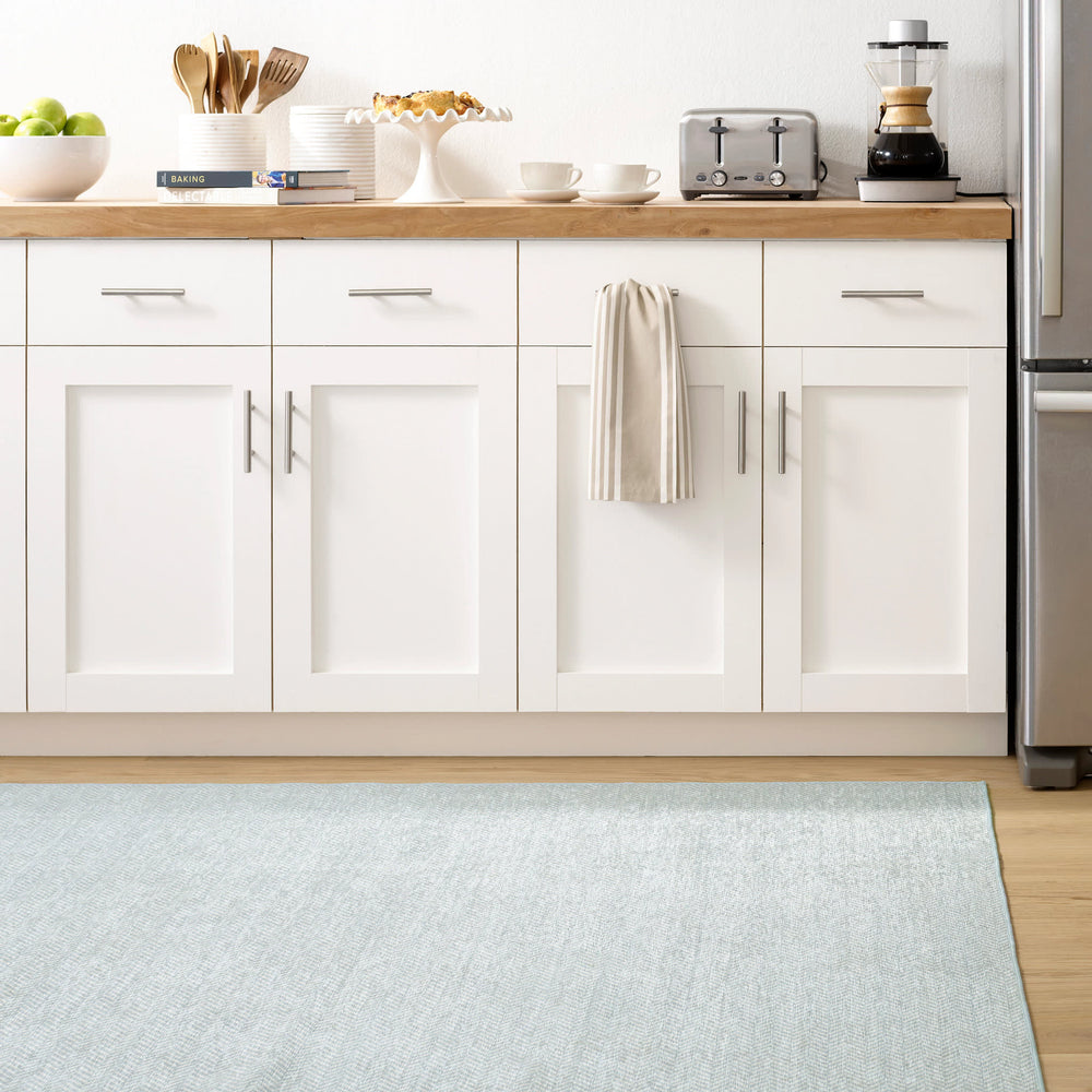 Herringbone Machine Washable Rug | Swedish Blue