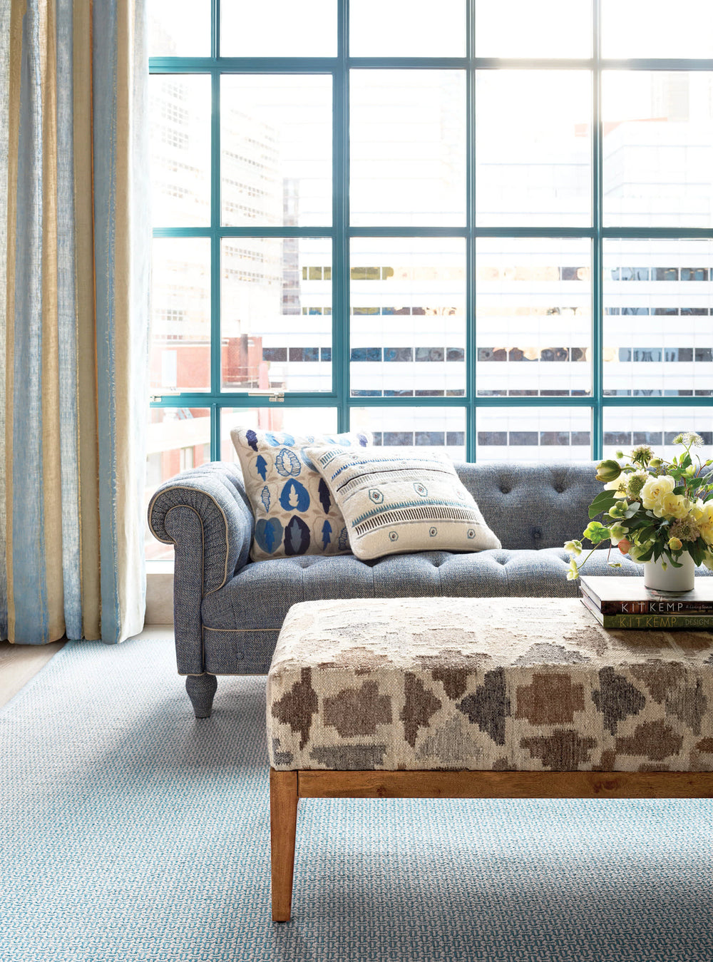 Miss Muffet Handwoven Cotton Rug | French Blue