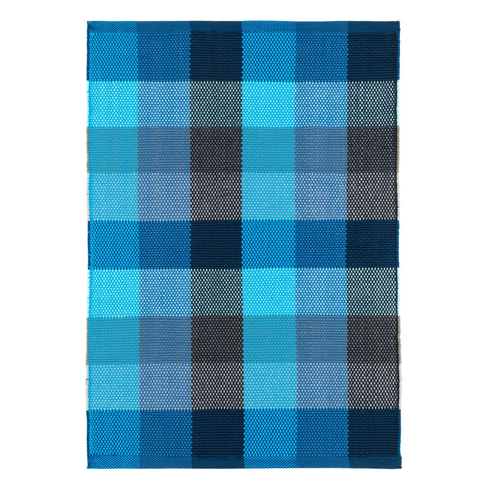 Happy Plaid Handwoven Indoor/Outdoor Rug | Blue