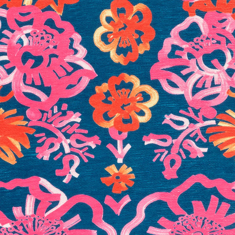 Graphic Gerbera Machine Washable Rug Swatch | Fuchsia
