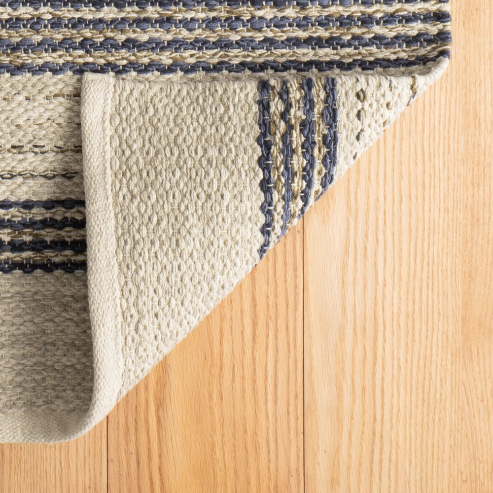 Cielo Stripe Handwoven Cotton Rug | Navy