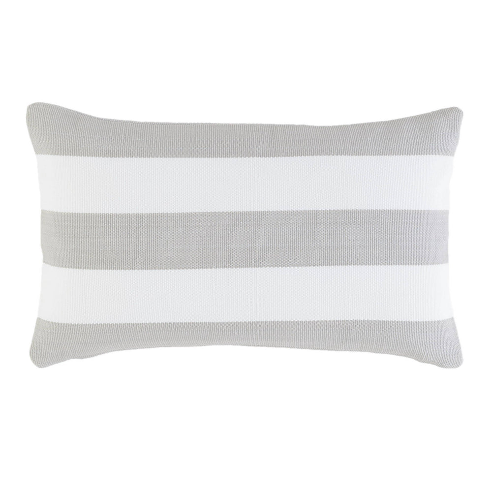Catamaran Stripe Indoor/Outdoor Decorative Pillow | Pearl Grey/White