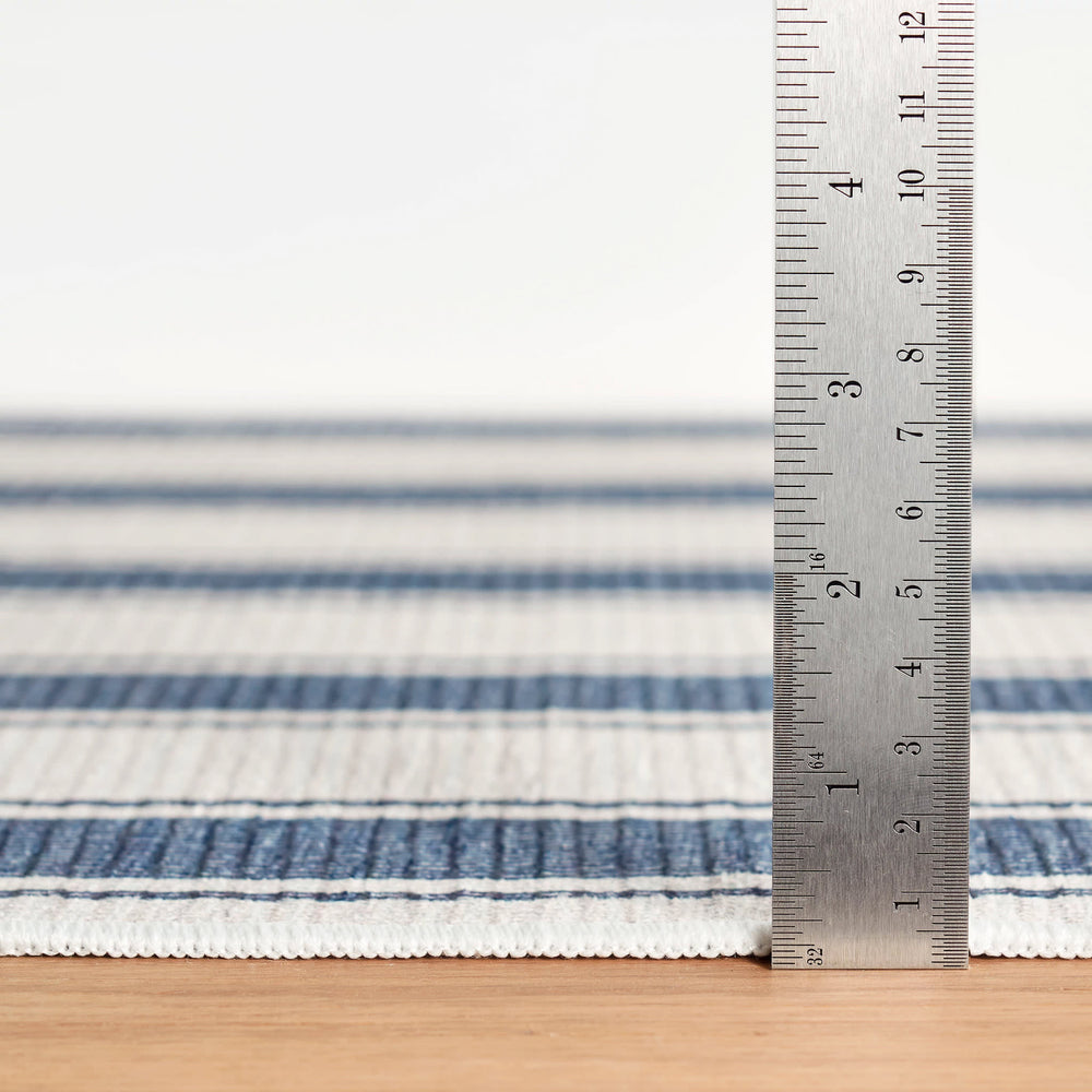 Awning Stripe Machine Washable Rug | Blue