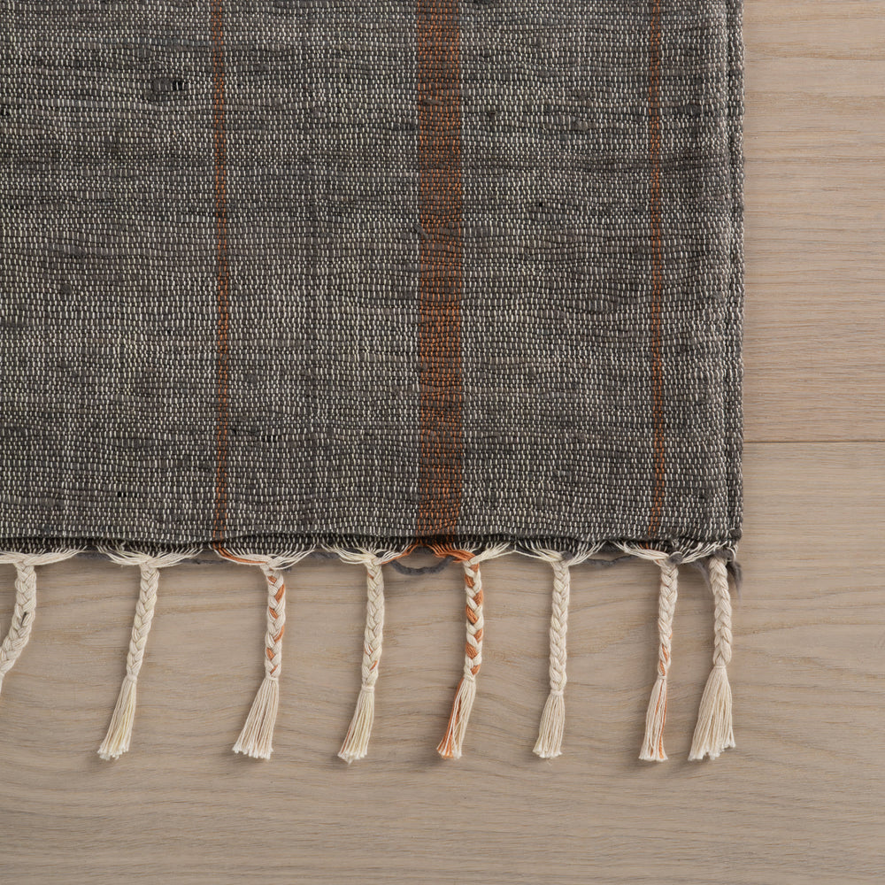 Nare Striped Handmade Cotton Rug | Grey