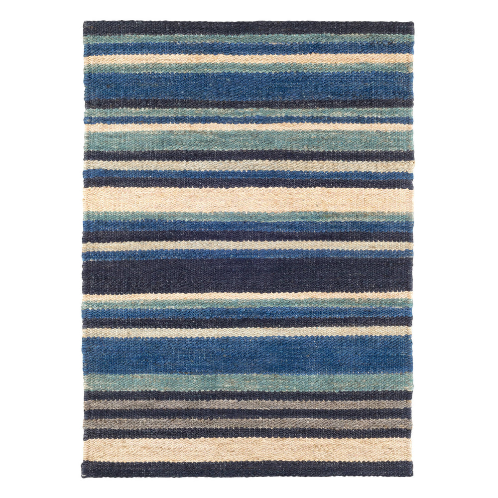 Dover Stripe Handwoven Jute Rug | Blue