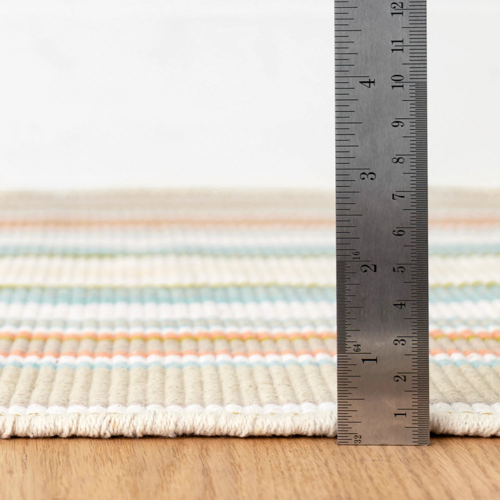 Daphne Stripe Handwoven Cotton Rug | Sky