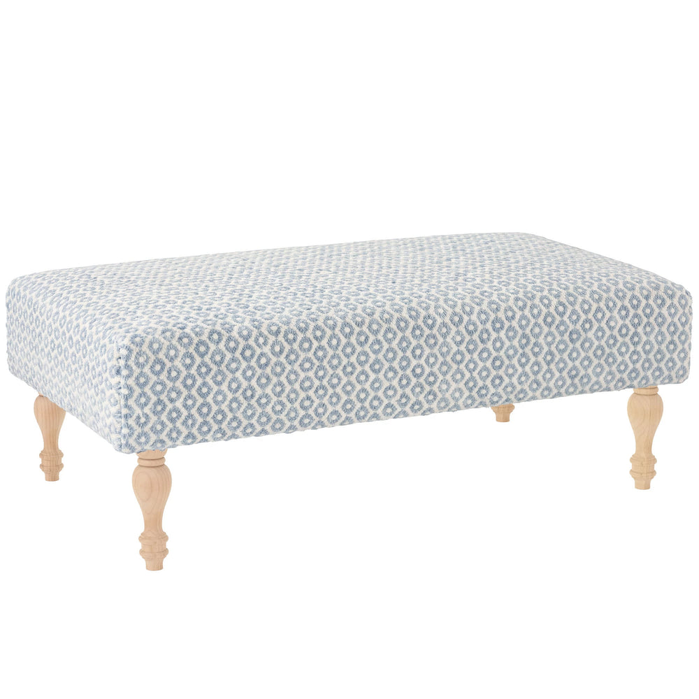 Honeycomb Rug Ottoman | French Blue/Ivory