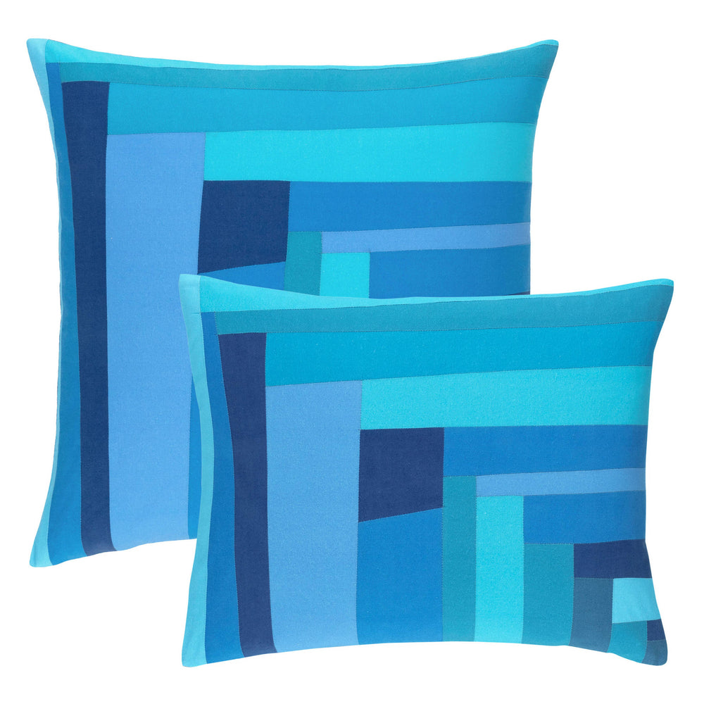 Plait Patched Decorative Pillow Cover | Blue