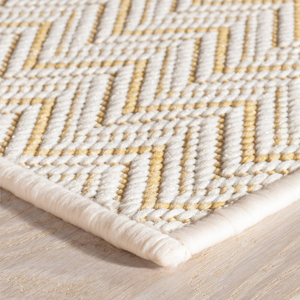 Happy Chevron Woven Indoor/Outdoor Custom Rug | Gold