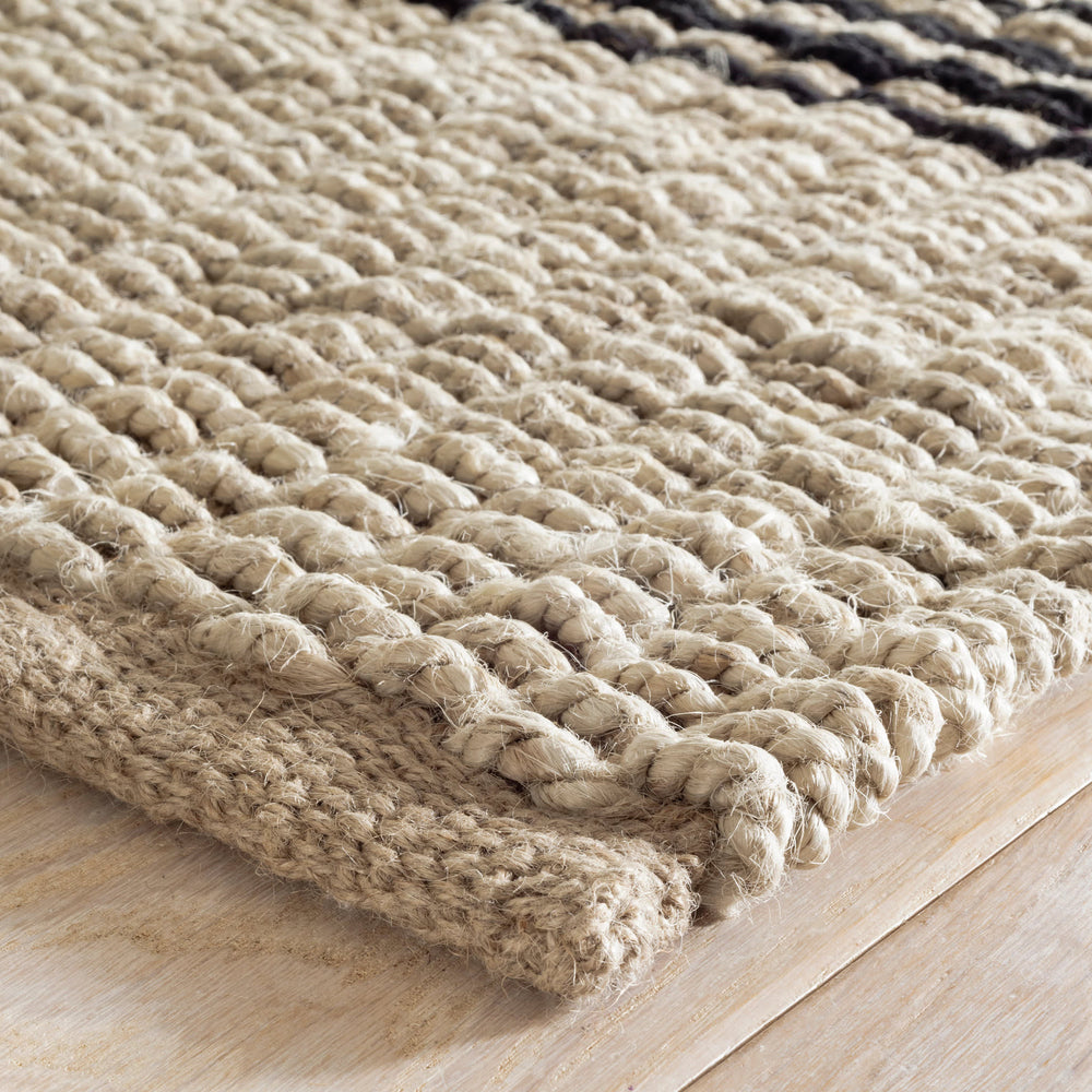 Jute Ticking Handwoven Rug | Black