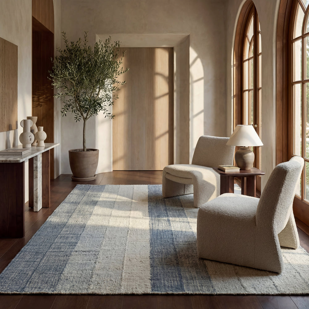 Tayo Modern Striped Indoor Rug | Blue