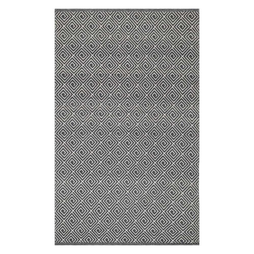 Geo Diamond Handwoven Wool Rug | Grey/Ivory