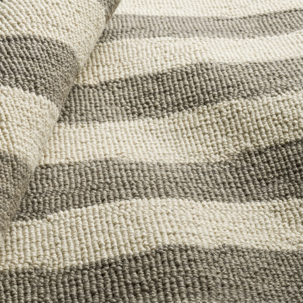 Silas Stripe Hand Micro Hooked Wool Rug | Grey