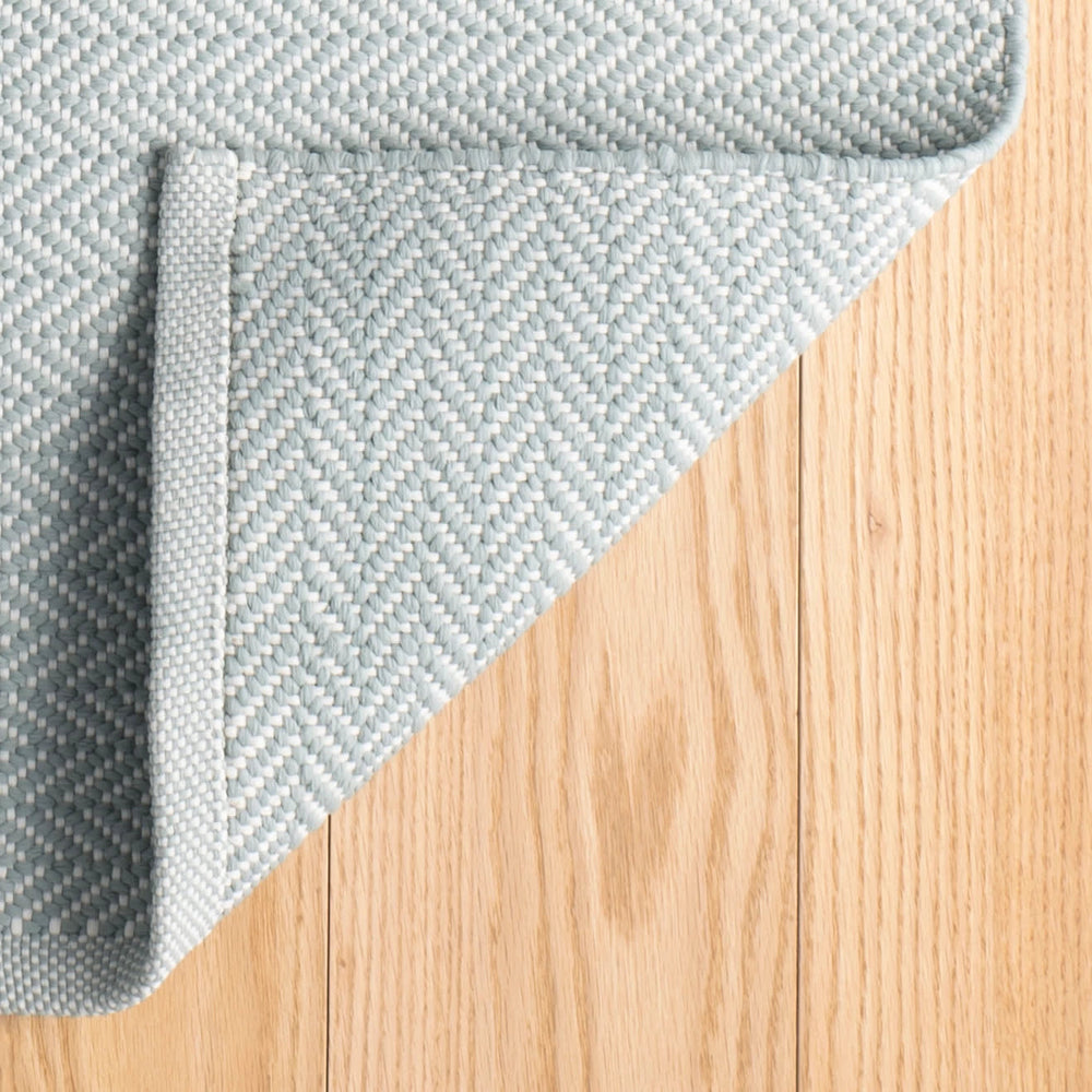 Herringbone Handwoven Indoor/Outdoor Rug | Light Blue/Ivory