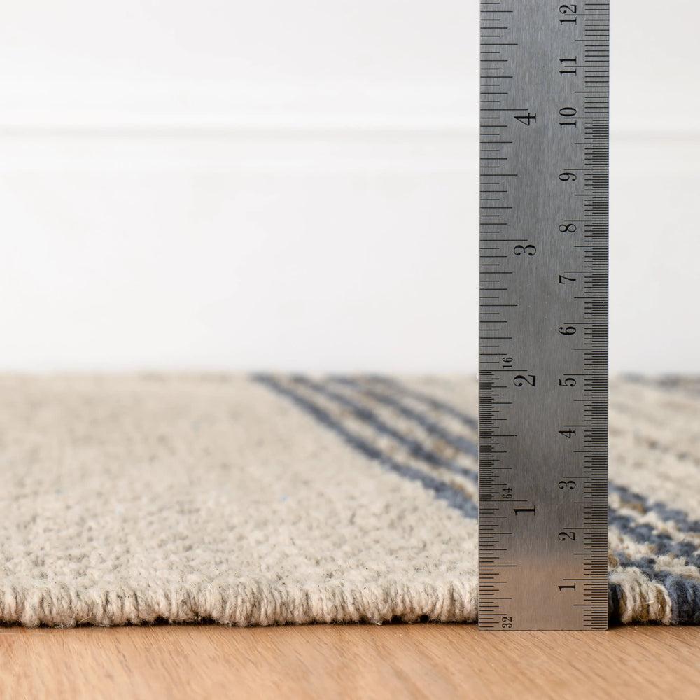 Cielo Stripe Handwoven Cotton Rug | Navy