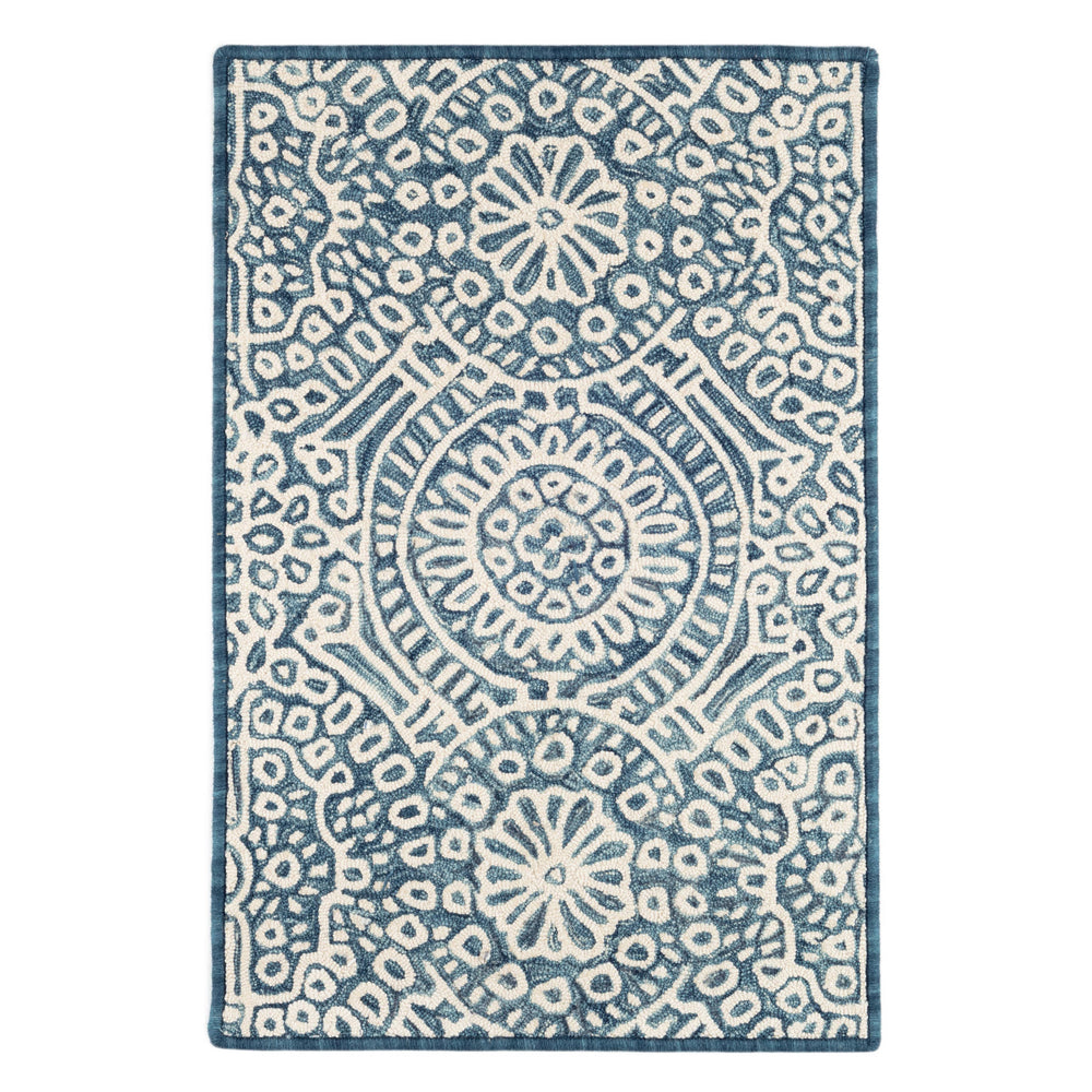 Temple Hand Micro Hooked Wool Custom Rug | Ink