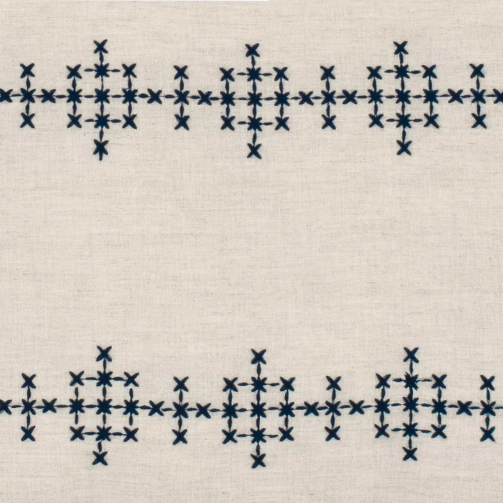 Cross-Stitch Linen Navy Decorative Pillow Cover