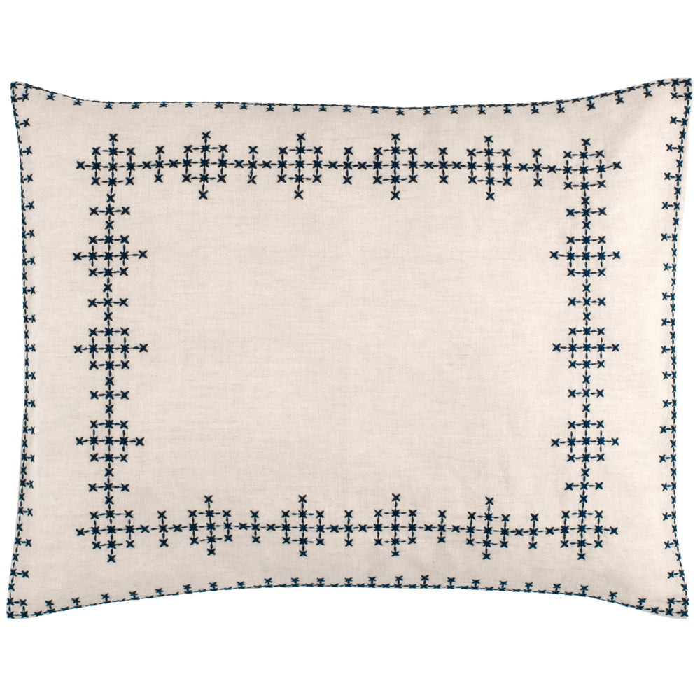 Cross-Stitch Linen Sham | Navy
