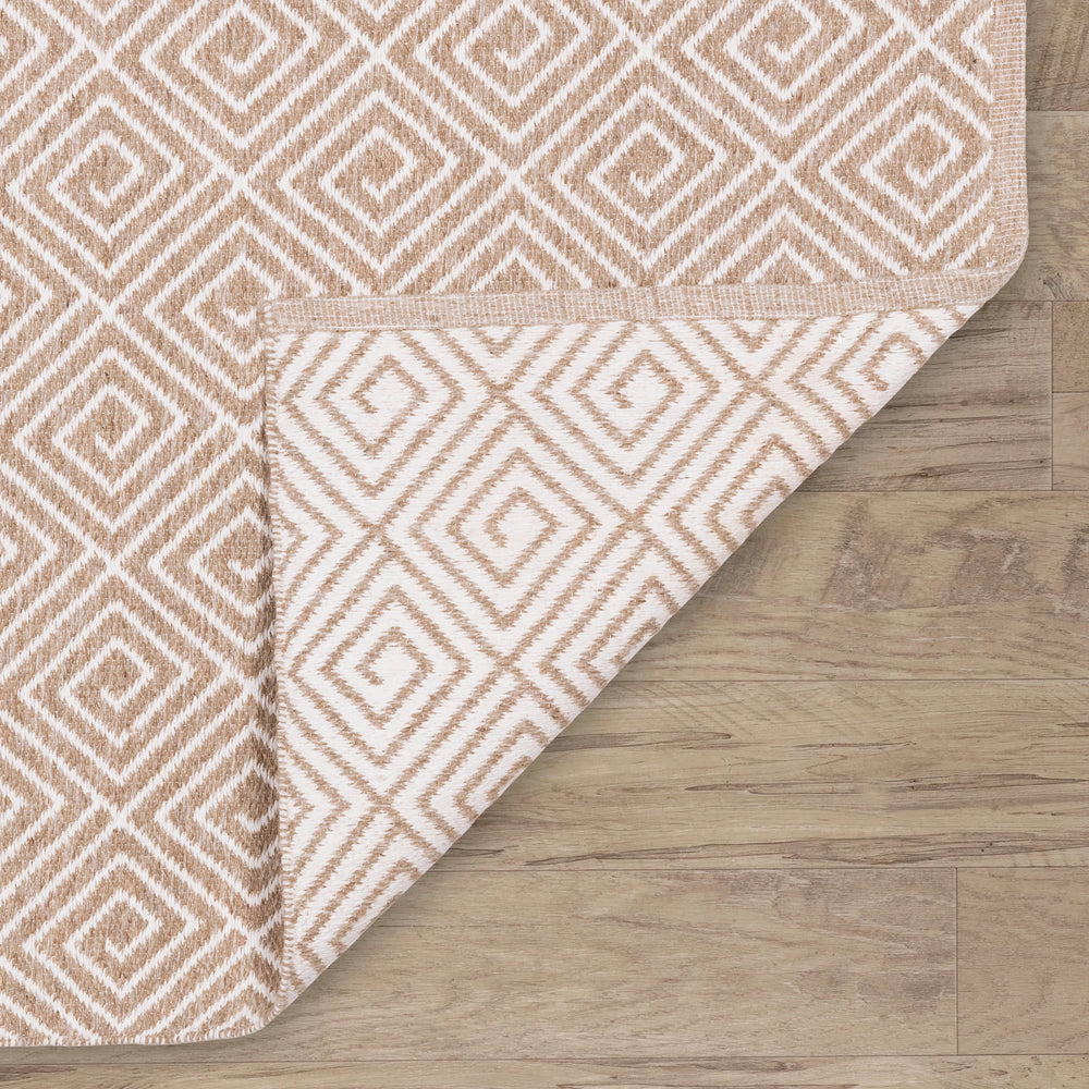 Geo Diamond Handwoven Wool Rug | Natural/Ivory